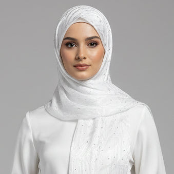 White  Modal Self Satin Silk (Silver Stone)