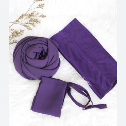 Purple Hijab, Niqab and Cap Set Georgette Chiffon