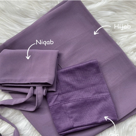 Lavender Hijab, Niqab and Cap Set Georgette Chiffon