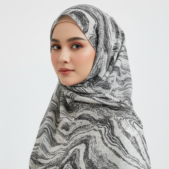 Grey  Modal Printed Lawn