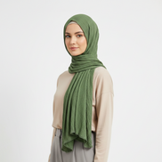 Sage Cotton Pleated Lace Hijab