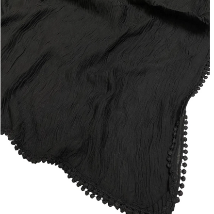 Black Cotton Pleated Lace Hijab